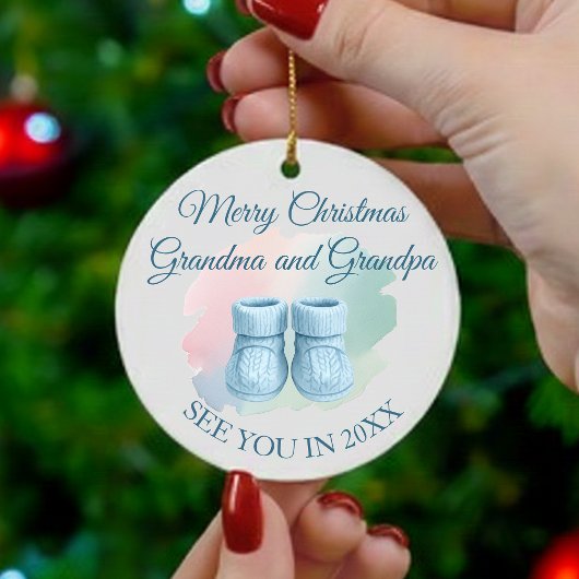 Our First Christmas as Grandparents Baby Booties Ornament