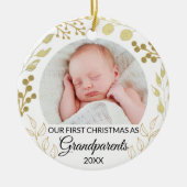 Our First Christmas As Grandparents Gold Photo Keramisch Ornament (Voorkant)