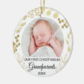 Our First Christmas As Grandparents Gold Photo Keramisch Ornament (Links)