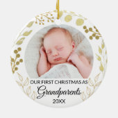 Our First Christmas As Grandparents Gold Photo Keramisch Ornament (Achterkant)