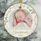 Our First Christmas As Grandparents Gold Photo Keramisch Ornament