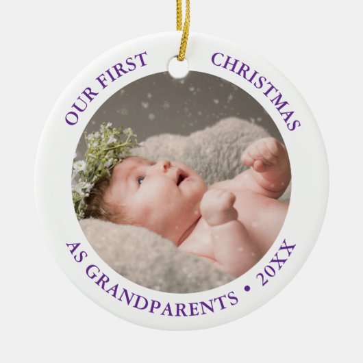 Our First Christmas as Grandparents Modern Photo Keramisch Ornament (Voorkant)