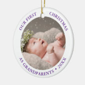 Our First Christmas as Grandparents Modern Photo Keramisch Ornament (Links)