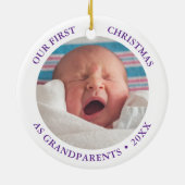 Our First Christmas as Grandparents Modern Photo Keramisch Ornament (Achterkant)