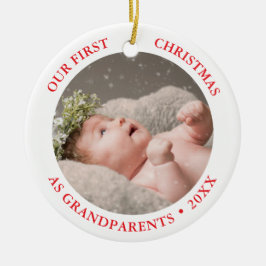 Our First Christmas as Grandparents Modern Photo Keramisch Ornament