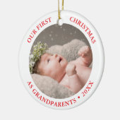 Our First Christmas as Grandparents Modern Photo Keramisch Ornament (Links)
