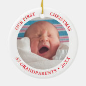 Our First Christmas as Grandparents Modern Photo Keramisch Ornament (Achterkant)