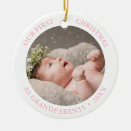 Our First Christmas as Grandparents Modern Photo Keramisch Ornament