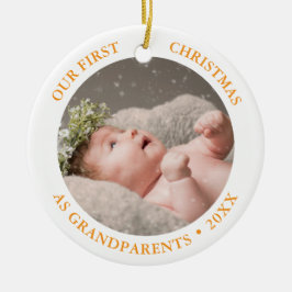 Our First Christmas as Grandparents Modern Photo Keramisch Ornament