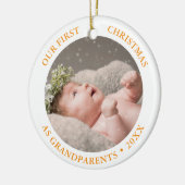 Our First Christmas as Grandparents Modern Photo Keramisch Ornament (Links)