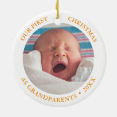 Our First Christmas as Grandparents Modern Photo Keramisch Ornament (Achterkant)