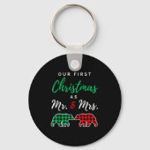 Our First Christmas As Mr. And Mrs. Buffalo Plaid  Sleutelhanger (Voorkant)