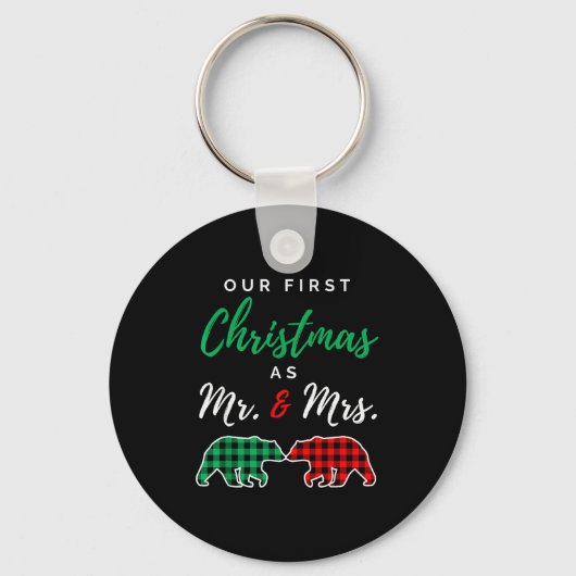 Our First Christmas As Mr. And Mrs. Buffalo Plaid  Sleutelhanger (Voorkant)