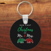 Our First Christmas As Mr. And Mrs. Buffalo Plaid  Sleutelhanger (Voorkant)
