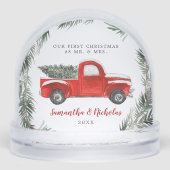 Our First Christmas as Mr and Mrs Red Truck Sneeuwbol (Voorkant)