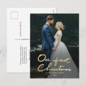 Our First Christmas as Mr. | Gold Photo Faux Feestdagenkaart (Voorkant / Achterkant)