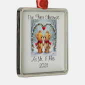 Our First Christmas as Mr. & Mrs. – 2025 Metalen Ornament (Rechts)