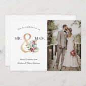 Our first Christmas as Mr. & Mrs. Feestdagenkaart (Voorkant / Achterkant)