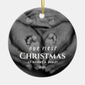 Our First Christmas as Parents Black White Keramisch Ornament (Voorkant)