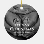Our First Christmas as Parents Black White Keramisch Ornament (Achterkant)