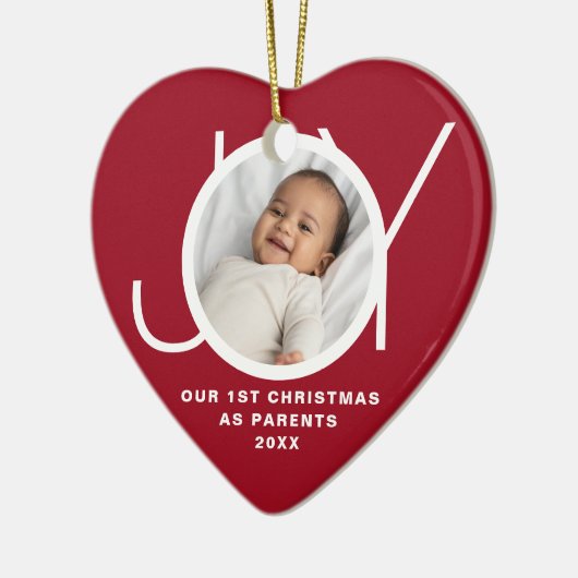 Our First Christmas As Parents Photo Red Keramisch Ornament (Links)