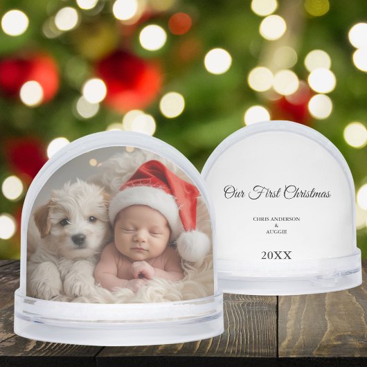 Our First Christmas Baby and Pet Snow Globe Sneeuwbol