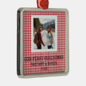 Our First Christmas Couple Metalen Ornament (Rechts)