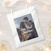 Our first Christmas couple photo name white gray Bedankzakje (Geknipt)