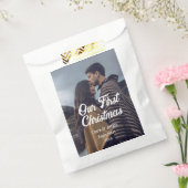 Our first Christmas couple photo name white gray Bedankzakje (Gezegeld)