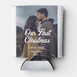 Our first Christmas couple photo name white gray Blikjeskoeler