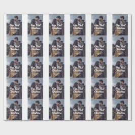 Our first Christmas couple photo name white gray Cadeaupapier