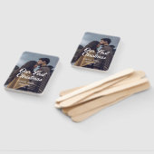 Our first Christmas couple photo name white gray Handwaaier (Niet-gemonteerd)