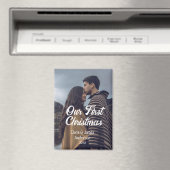 Our first Christmas couple photo name white gray Magneet (Insitu (Vaatwasser))