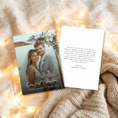 Our First Christmas Elegant Beach Wedding Photo Feestdagenkaart