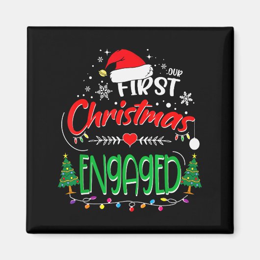 Our First Christmas Engaged 2021 1st Christmas  Magneet (Voorkant)