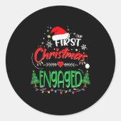Our First Christmas Engaged 2021 1st Christmas  Ronde Sticker (Voorkant)