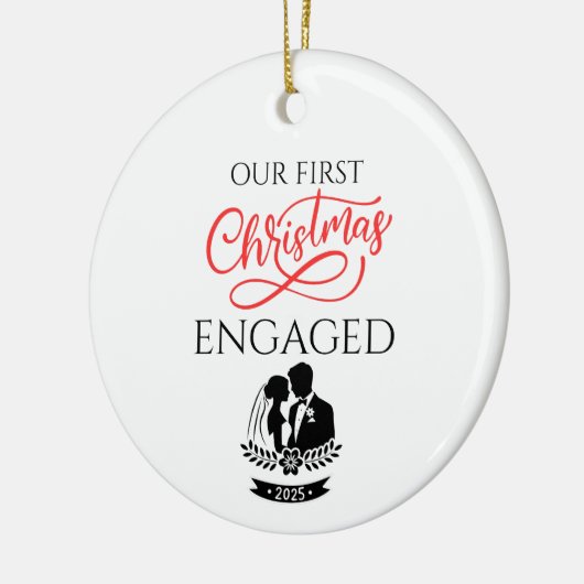 Our First Christmas Engaged 2025 Keramisch Ornament (Links)