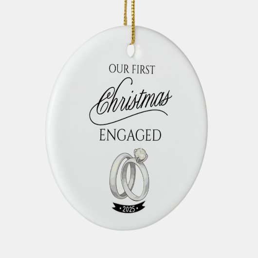Our First Christmas Engaged 2025 Keramisch Ornament (Rechts)