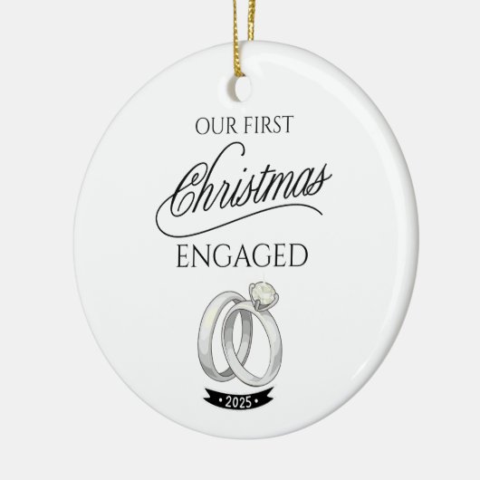 Our First Christmas Engaged 2025 Keramisch Ornament (Links)