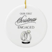 Our First Christmas Engaged 2025 Keramisch Ornament (Achterkant)