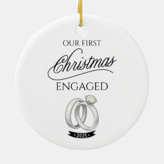 Our First Christmas Engaged 2025 Keramisch Ornament