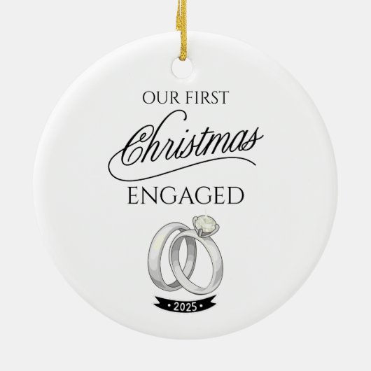 Our First Christmas Engaged 2025 Keramisch Ornament (Achterkant)