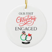 Our First Christmas Engaged 2025 Keramisch Ornament (Voorkant)