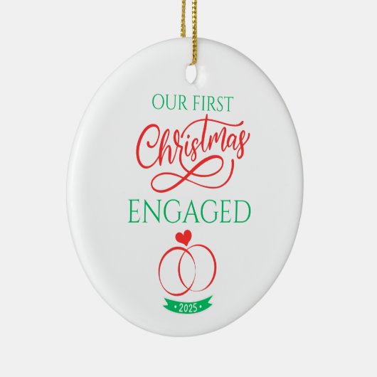 Our First Christmas Engaged 2025 Keramisch Ornament (Rechts)