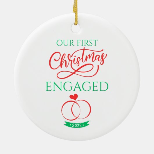 Our First Christmas Engaged 2025 Keramisch Ornament (Achterkant)
