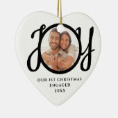 Our First Christmas Engaged 2 Photo Heart-Shaped Keramisch Ornament (Rechts)