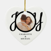 Our First Christmas Engaged 2 Photo Heart-Shaped Keramisch Ornament (Achterkant)