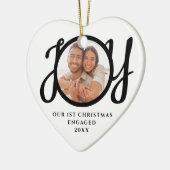 Our First Christmas Engaged 2 Photo Heart-Shaped Keramisch Ornament (Links)