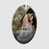 OUR First Christmas Engaged overlay Custom Photo Ornament (voorkant)