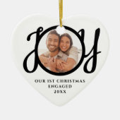 Our First Christmas Engaged Photo Heart-Shaped Keramisch Ornament (Voorkant)